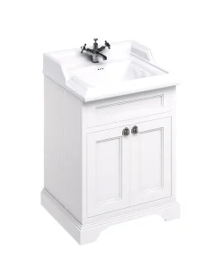Badrumskommod Burlington - 65 cm porslin/dörr vit