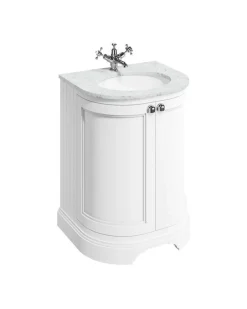 Badrumskommod rundad Burlington - 65 cm matt vit/dörr