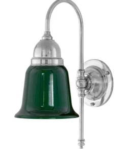 Badrumslampa - Ahlström 60 nickel, grön klocka