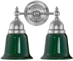 Badrumslampa - Bergman nickel, grön klocka