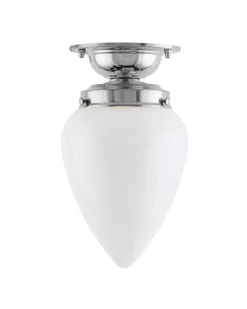 Badrumslampa - Lundkvist 80 nickel, vit droppe