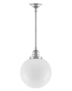 Badrumslampa - Taklampa Byströmpendel 100 nickel, stor klotskärm