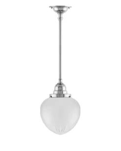 Badrumslampa - Taklampa Byströmpendel 100 nickel, mattdroppe