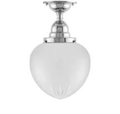 Badrumslampa - Taklampa Byström 100 nickel, mattdroppe