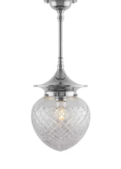 Badrumslampa - Taklampa Dahlbergspendel 100 nickel, klarglas droppe