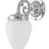 Badrumslampa - Topelius nickel, opalvit droppe