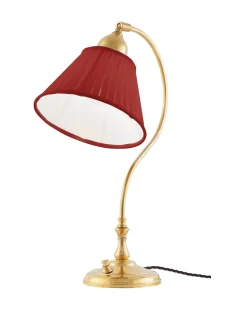 Bordslampa - Lagerlöf mässing, röd tygskärm