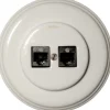 Datajack dubbel RJ45 vitt porslin - Fontini infällt