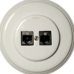 Datajack dubbel RJ45 vitt porslin - Fontini infällt