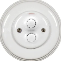 Dimmer dubbel tryckknapp vitt porslin - Fontini infällt