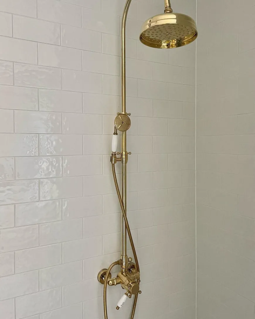 Duschset - Kensington retro med termostatblandare, mässing