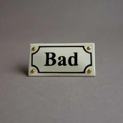Emaljskylt - Bad vit/svart