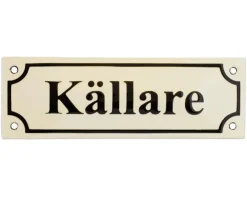 Emaljskylt - Källare vit/svart