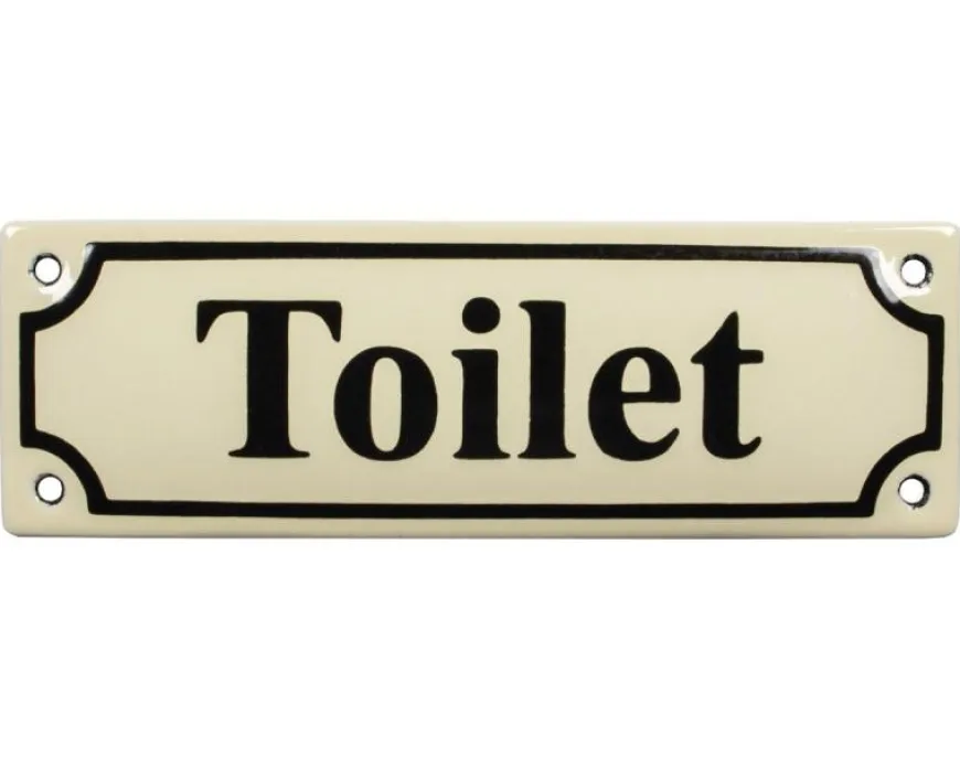 Emaljskylt - Toilet vit/svart