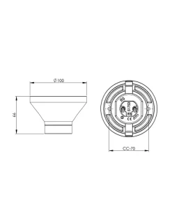 Fotlamphållare 100 mm rak - Svart porslin