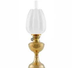 Fotogenlampa - Arnö mässing med tulpankupa
