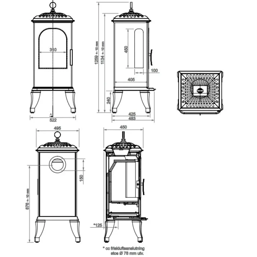 Gjutjärnskamin - Kamin Westbo Victoria 125