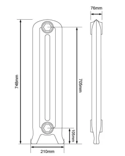 Gjutjärnsradiator Cambridge höjd 75 cm - Fotsektion