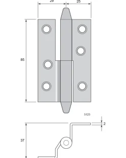 Gångjärn vinkelbockat - Konisk knopp