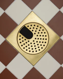 Golvbrunnssil mässing - Standard med hål 200 x 200 mm