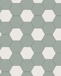 Hexagonklinker - 10 x 10 cm ljusgrön/vit