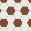 Hexagonklinker - 15 x 15 cm vit/röd