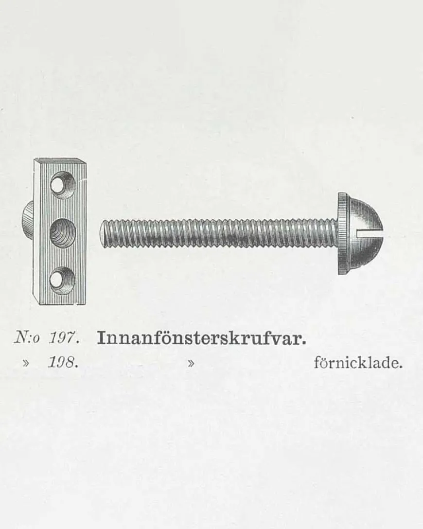 Innanfönsterskruv mässing - Næsman N:o 197