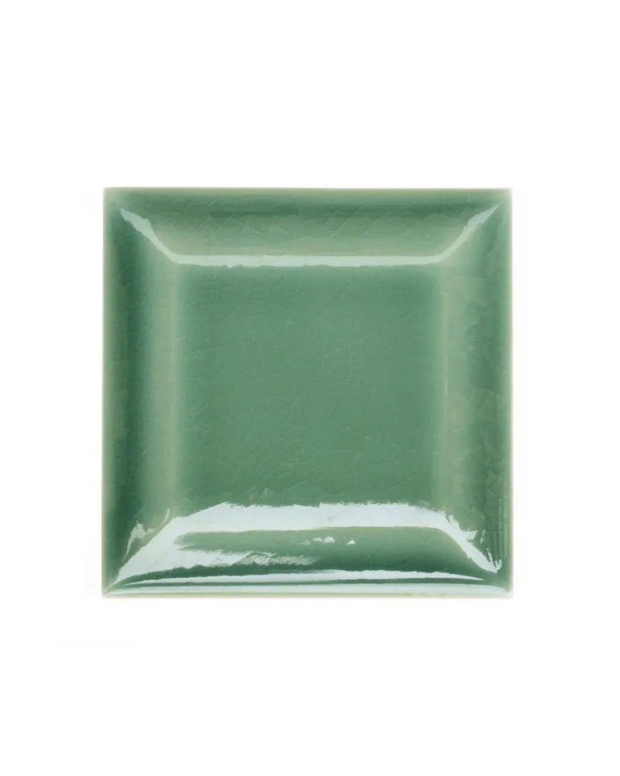 Kakel Bristol - Fasad kant 7,5 x 7,5 cm akvagrön, krackelerat