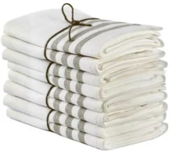 Kökshandduk 2-pack - Lin 50x70 cm, rand benvit/natur