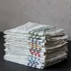 Kökshandduk 2-pack - Lin 50x70 cm, rand benvit/röd