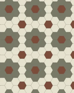 Klinker - Darlington Hexagon 10x10 cm Australian green/gulvit/röd