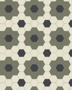 Klinker - Darlington Hexagon 10x10 cm Australian green/gulvit/svart