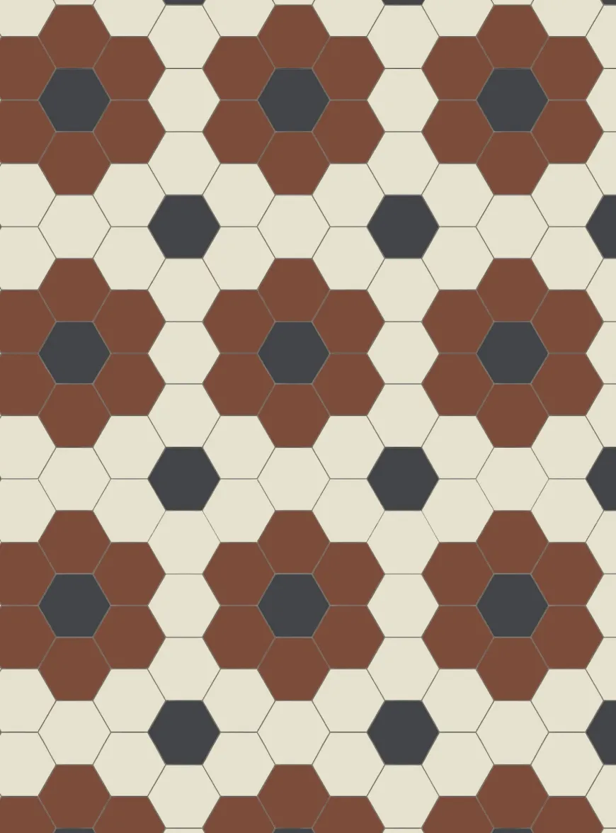 Klinker - Darlington Hexagon 10x10 cm röd/gulvit/svart