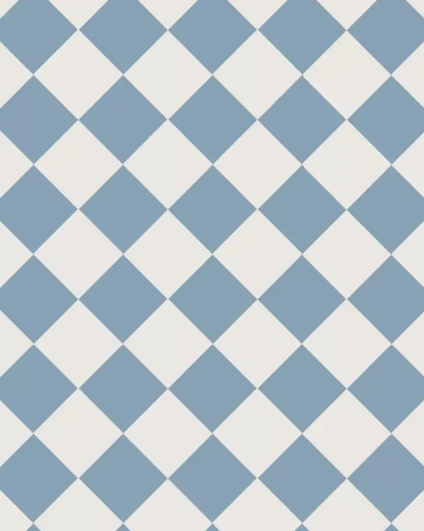 Klinker - Schackrutigt 10 x 10 cm ljusblå/vit