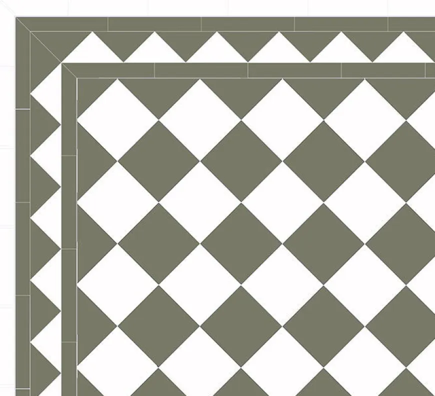 Klinker - Schackrutigt 15 x 15 cm vit/grön - Australian green