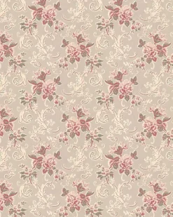 Lim & Handtryck Tapet - Hovdala blomma vit/rosa