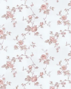 Lim & Handtryck Tapet - Rosen blå/rosa