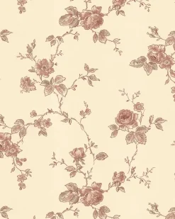 Lim & Handtryck Tapet - Rosen gul/rödbrun