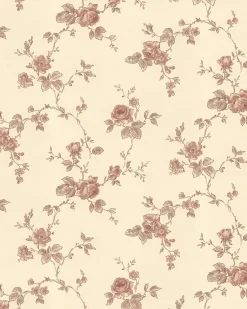 Lim & Handtryck Tapet - Rosen gul/rödbrun