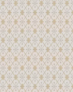 Lim & Handtryck Tapet - Skogshyddan beige/guld