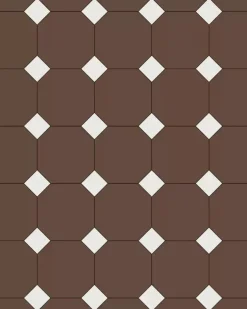 Oktagonklinker - 15 x 15 cm chokladbrun/vit