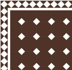 Oktagonklinker - 15 x 15 cm chokladbrun/vit