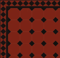 Oktagonklinker - 15 x 15 cm röd/svart
