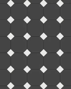 Oktagonklinker - 15 x 15 cm svart/vit