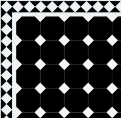 Oktagonklinker - 15 x 15 cm svart/vit