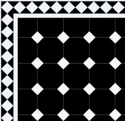 Oktagonklinker - 15 x 15 cm svart/vit