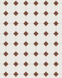Oktagonklinker - 10 x 10 cm vit/röd