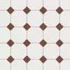 Oktagonklinker - 15 x 15 cm vit/röd