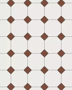 Oktagonklinker - 15 x 15 cm vit/röd