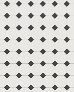 Oktagonklinker - 10 x 10 cm vit/svart